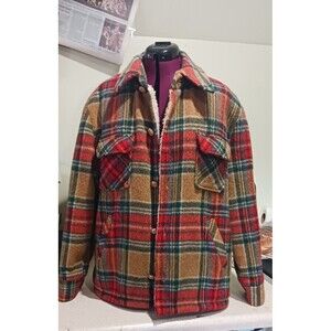 Men's Cresco Plaid Wool Sherpa Barn Coat Large